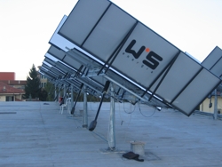 One axis trackers with V-mirrors, courtesy ISCAT
